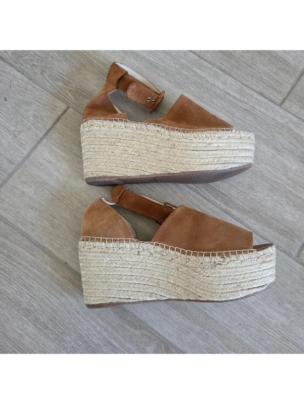 Free People Brown Suede Espadrille Wedge Sandals Size 39